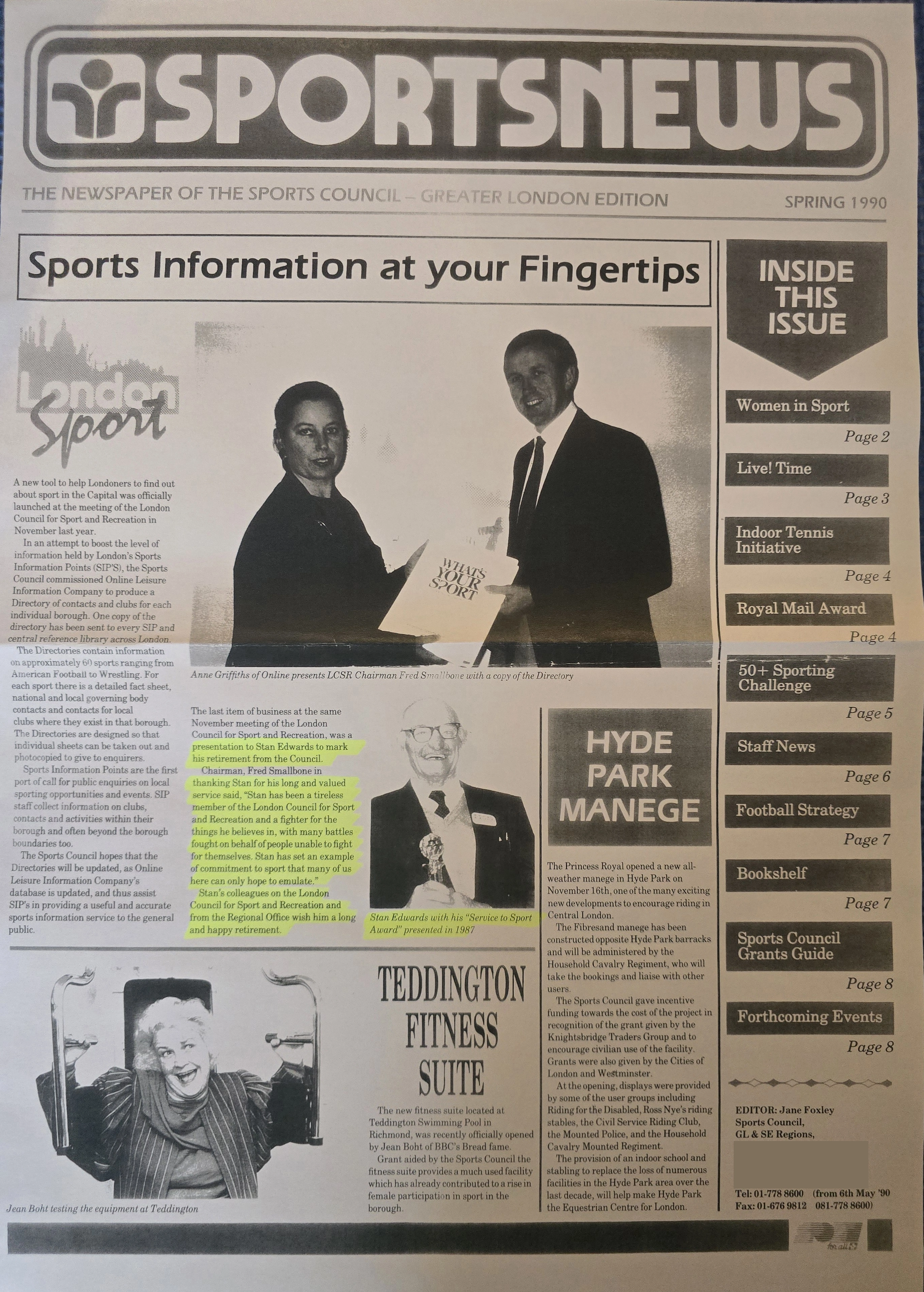 Sportsnews, Greater London edition, spring 1990