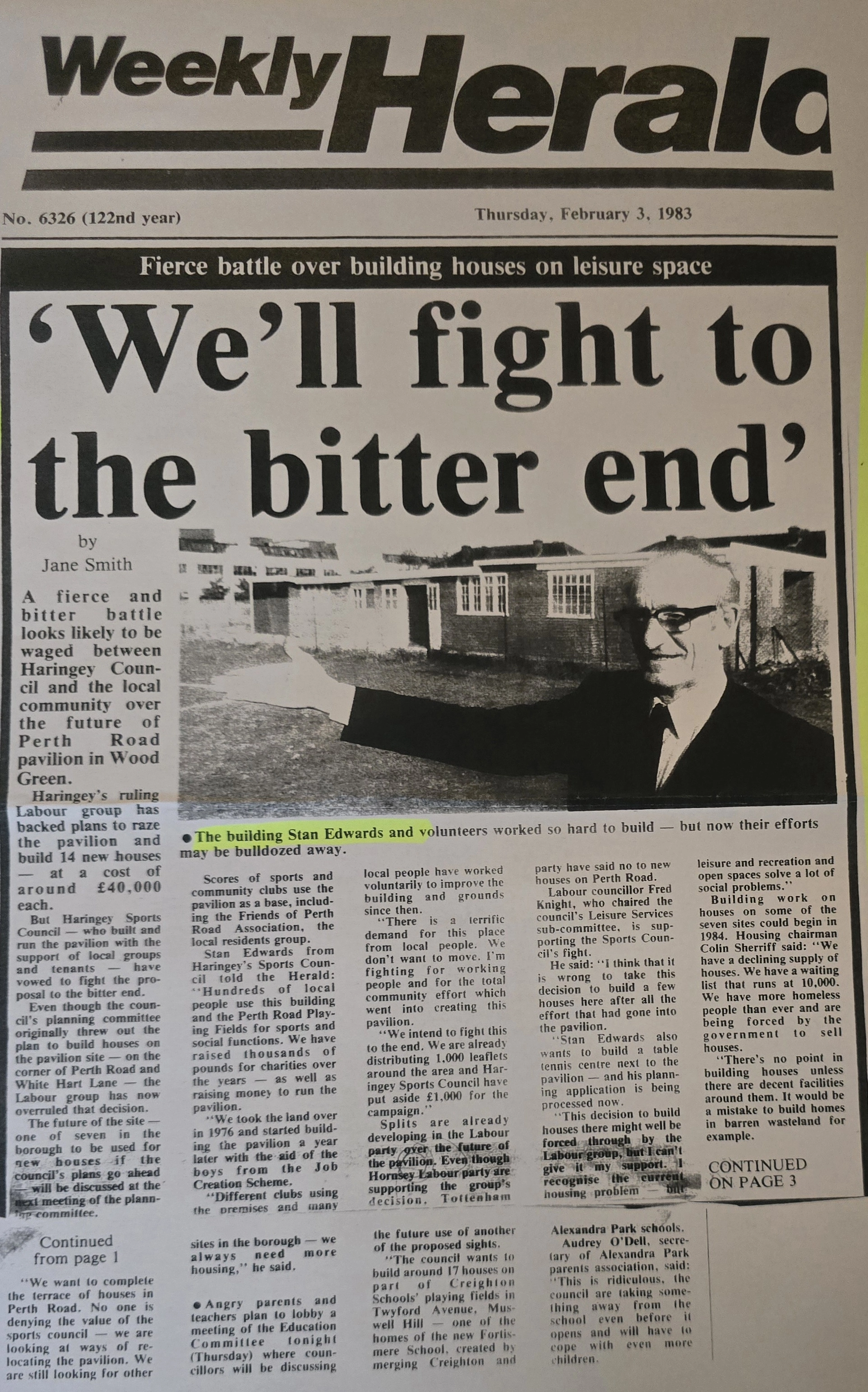 We'll fight to the bitter end, Weekly Herald 3 February 1983
